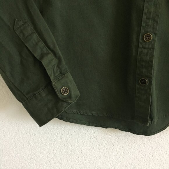 Forever 21 Womens L Military Shirt Button Up Embroidered Patch Cotton Green - Picture 4 of 12